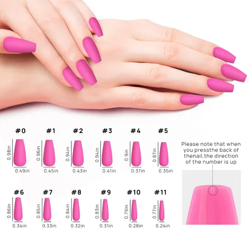Miniatura 4 de 576 uñas postizas con forma de ballet de ataúd, uñas postizas acrílicas de cobertura completa, 24 colores con pegamento de uñas de 0.24 onzas