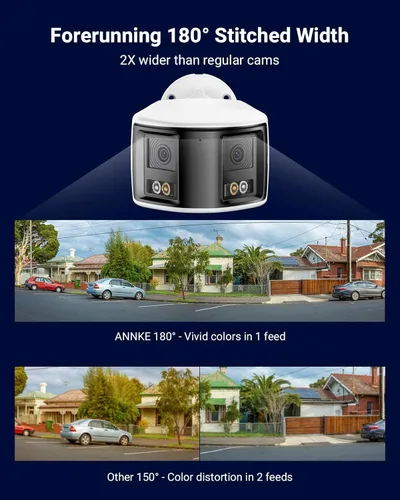 Miniatura 2 de Cámara de seguridad exterior de doble lente ANNKE FCD600 con FoV de 180°, cámara IP PoE panorámica de 6MP, detección inteligente