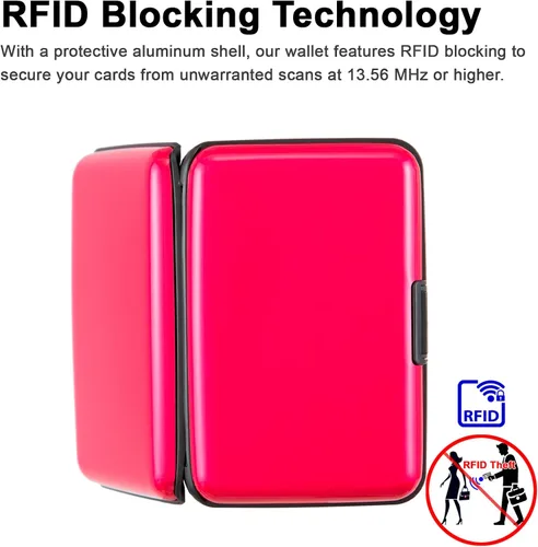 Miniatura 20 de Soporte para tarjetas de crédito, cartera metálica con bloqueo RFID para tarjetas de identificación para mujeres y hombres, funda rígida de aluminio