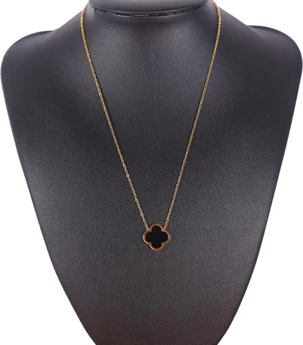 Miniatura 5 de Collar único de trébol de cuatro hojas para mujeres y niñas, colgante de trébol de la suerte blanco, negro, azul, rojo, chapado en oro de 18
