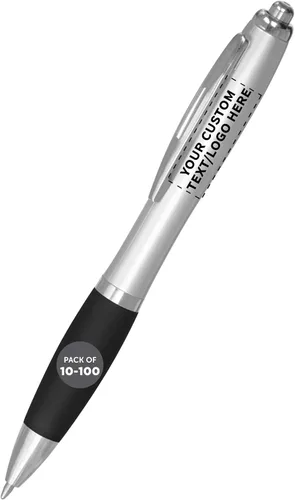 Miniatura 16 de DISCOUNT PROMOS - Bolígrafos personalizados con agarre de goma y tinta negra, paquete de 10 unidades, diseño ergonómico, ideal para oficina