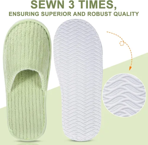 Miniatura 4 de Panitay 20 pares de pantuflas de spa reutilizables para invitados, lavables con triple capa de forro polar coral para el hogar, interiores, hoteles