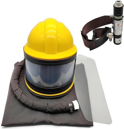 Miniatura 9 de Casco Sandblaster Seguro con Alimentación de Aire, Casco de Arenado, Protector de Hombro, Capucha de Arenado, Termostato Sandblaster, 5 Piezas