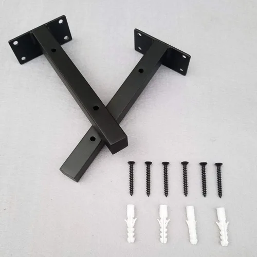 Miniatura 6 de Soporte de tubo rústico flotante, soporte de tubo cuadrado de hierro forjado oculto para pared en ángulo, para estantes, cocina, baño, oficina