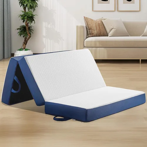 Miniatura 14 de Colchón Plegable Tamaño Individual, Espuma Viscoelástica de 6 Pulgadas Tri Portátil Trifold Colchón Topper Individual con Funda Transpirable
