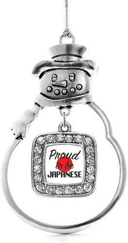 Miniatura 229 de Inspired Silver - Adorno de rodillo de reina - Adorno cuadrado de plata con muñeco de nieve con joyas de circonita cúbica