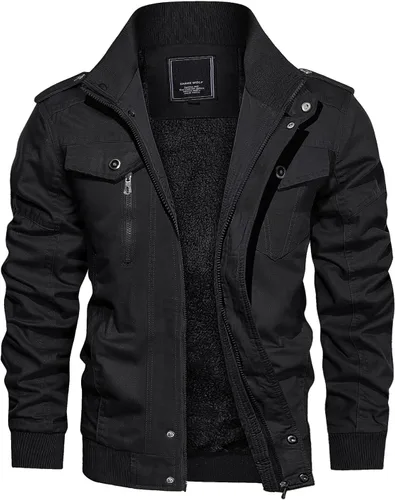 Miniatura 11 de CRYSULLY - Abrigo de invierno para hombre, estilo casual, con forro polar, bolsillos múltiples, estilo campo, con capucha extraíble