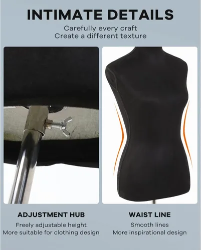Miniatura 3 de Maniquí, forma de vestido, maniquí femenino, torso, ajustable, 59-67 pulgadas, soporte de cuerpo manicano mejorado para pantallas de mujer, soporte