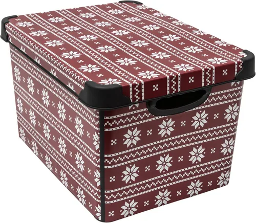 Miniatura 10 de Simplify Contenedor de almacenamiento de diseño a cuadros, bolsa de Navidad, organizador de decoraciones de decoración navideña, diseño de cuadros