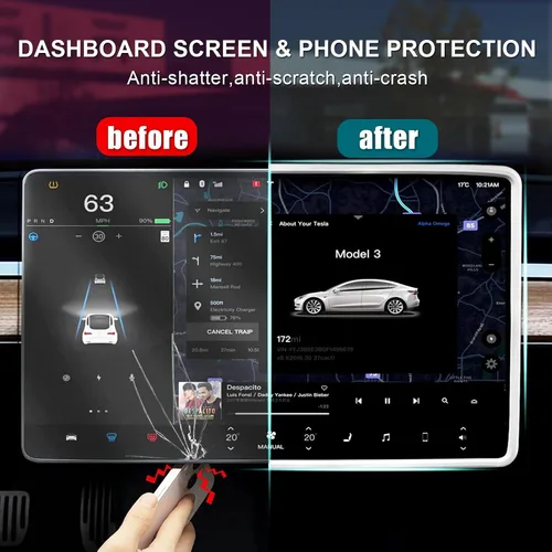 Miniatura 3 de Rislobx Protector de pantalla para Tesla Model 3/Y, accesorios con marco inferior ampliado, protección de pantalla de consola central de silicona