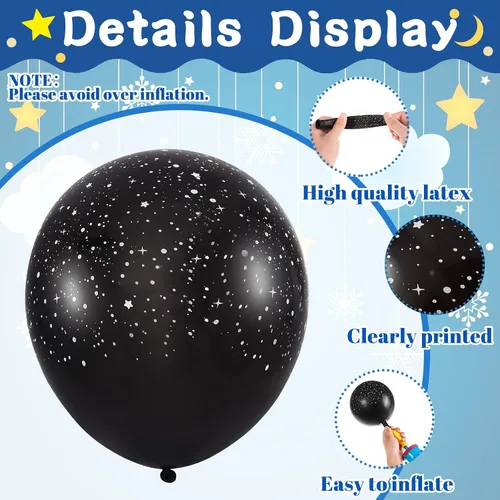 Miniatura 3 de Deekin 40 globos metálicos de 12 pulgadas con temática de galaxia, globos de látex para el espacio exterior, planeta, temática de astronauta