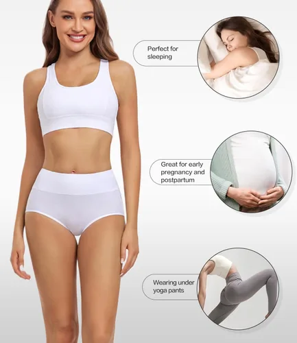 Miniatura 4 de wirarpa - Ropa interior de algodón para mujer, cintura alta y cobertura completa, paquete de 4unidades (tallas regular y extragrande)