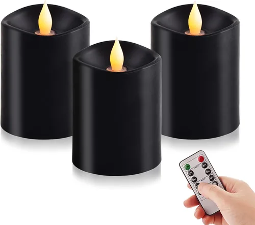 Miniatura 37 de Juego de 1 velas sin llama de 3 x 4, batería de 2 AA, 600 horas, velas parpadeantes con temporizador, velas sin llama de 4 pulgadas con control