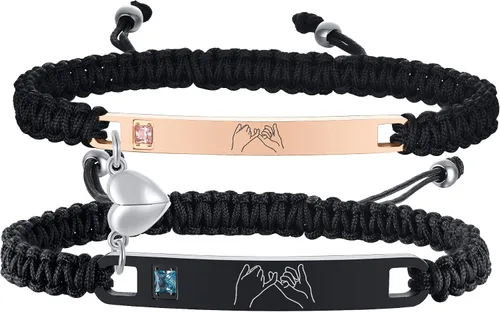 Miniatura 14 de MEALGUET Pulsera personalizada para pareja, juego de pulseras personalizadas para parejas, pulsera de atracción mutua, nombre personalizado, pulsera