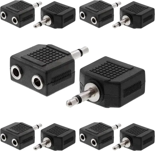 Miniatura 9 de Cmple - [Paquete de 10] Adaptador de audio para avión dual de 0.138 in macho a 0.138 in hembra, adaptador de audio estéreo para auriculares de vuelo