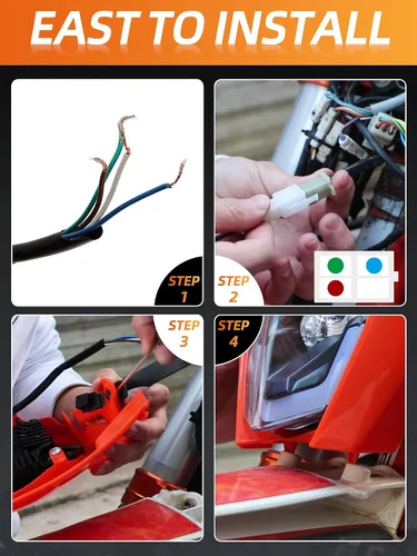 Miniatura 6 de JFG RACING - Kit de faro delantero LED universal para la mayoría de motocicletas, motocross, enduros, minimotos, supermotos CR CRF XR YZ YZF XC XCF