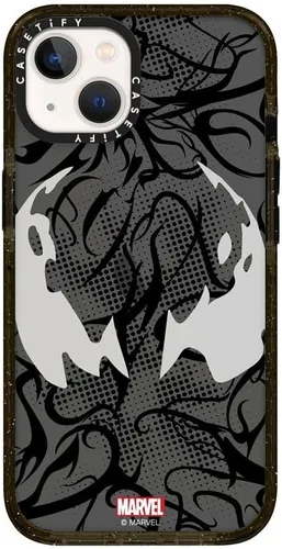 Miniatura 2 de CASETiFY Impact - Funda para iPhone 13 [Spider-Man Co-Lab / protección contra caídas de 6.6 pies] - Máscara Venom - Negro transparente