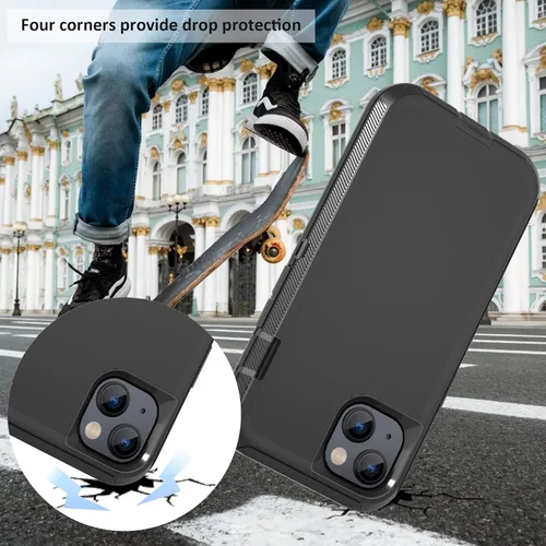 Miniatura 5 de Funda resistente para Apple iPhone 14, con clip para cinturón y soporte, resistente a prueba de golpes, funda protectora de cuerpo completo