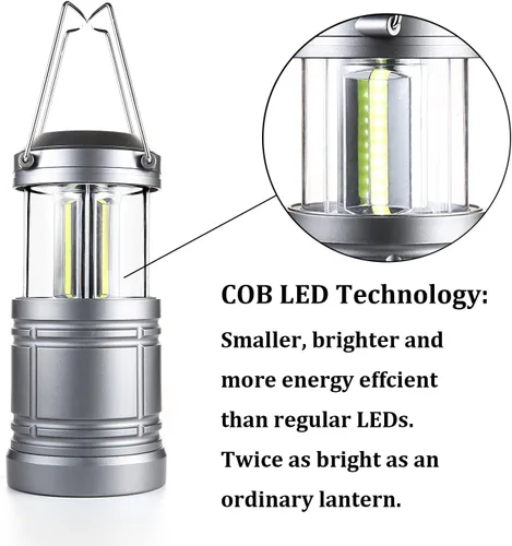 Miniatura 2 de Farol LED para campamento, 500 lúmenes, luces plegables para campamento, linterna de corte de energía, funciona con pilas para emergencias