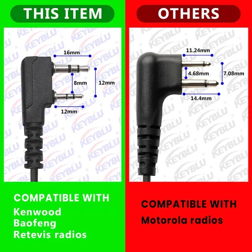 Miniatura 3 de Micrófono de altavoz impermeable para hombro con 2 pines, bidireccional, compatible con radios walkie talkie UV-5R, BTECH, Kenwood, Retevis