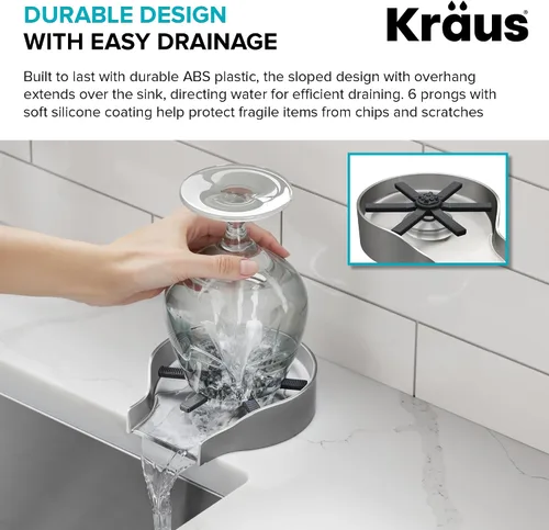 Miniatura 9 de KRAUS CleanMate - Enjuagadora de vidrio para fregadero de cocina en acabado de color de acero inoxidable sin manchas, KGR-500SFS