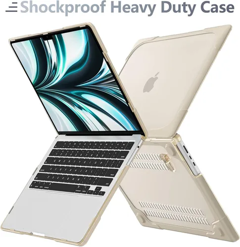 Miniatura 4 de Batianda Funda resistente para MacBook Air de 15 pulgadas 2026 M5 2025 M4 2024 2023 versión modelo A3448/A3241/A3114/A2941, soporte plegable Caqui