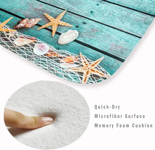 Miniatura 2 de LYFANS La alfombra de espuma de esponja para baño y cocina es absorbente y suave (24 x 71 pulgadas), y el tapete azul se utiliza para mesita