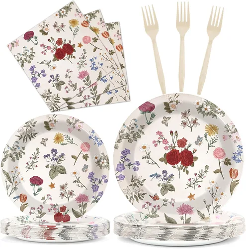 Miniatura 46 de 96 piezas de decoraciones de vaquera, suministros de fiesta, platos de papel con estampado de vaca, platos y servilletas desechables occidentales