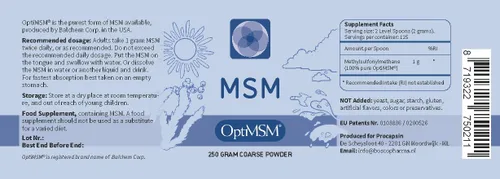 Miniatura 2 de Procapsin OptiMSM - Suplemento en polvo puro de metilsulfonilmetano MSM orgánico, sin gluten, sin OMG, cristales de azufre Opti MSM para niños