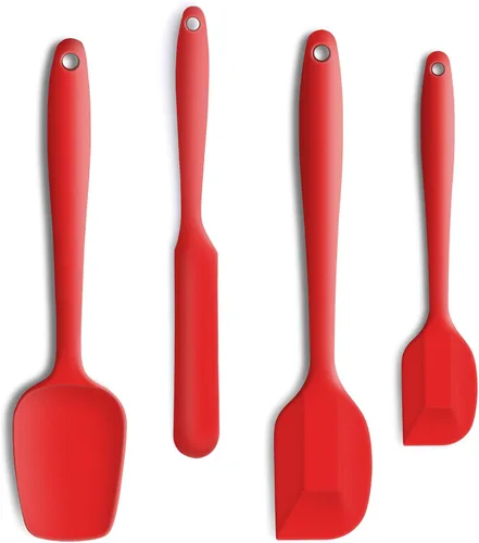 Miniatura 12 de Juego de 4 espátulas de silicona, espátulas de goma flexibles resistentes al calor y antiarañazos para hornear y cocinar con núcleo de acero