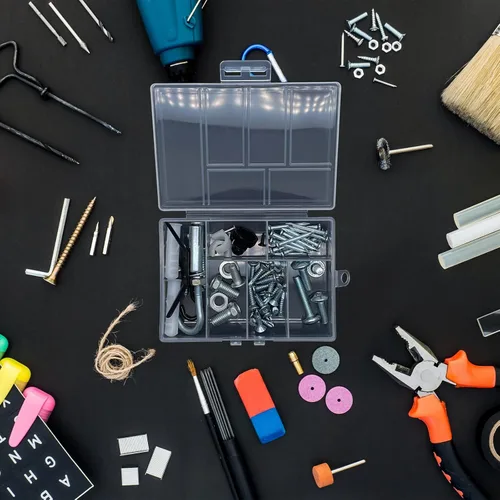 Miniatura 5 de TeTeBak Caja Organizadora de Plástico con Divisores - 2 PCS Contenedores de Plástico Pequeños con Compartimentos, Caja de Almacenamiento de 6