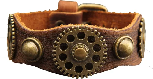 Miniatura 15 de Pulsera de cuero para hombre, brazaletes de cuero punk, pulsera de cuero negro para mujer