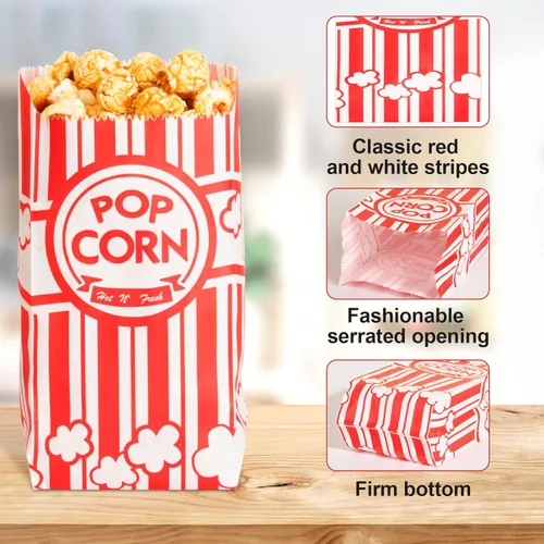 Miniatura 3 de 500 bolsas de papel para palomitas de maíz para fiestas, 1 onza, pequeñas porciones individuales vintage, contenedores de palomitas de maíz, bolsas