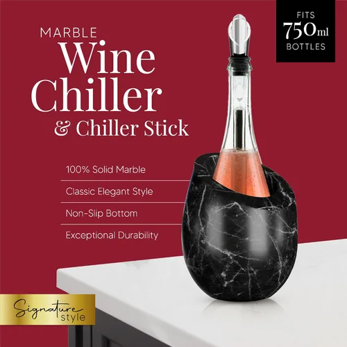 Miniatura 2 de Cubo Enfriador de Vino de Mármol Homeries - Enfriador de Vino y Champán para Fiestas, Cena – Mantén el Vino y las Bebidas Frías, Enfriadores de Vino