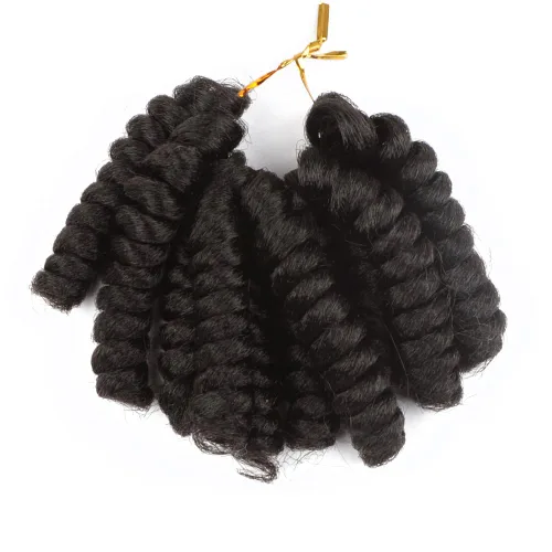 Miniatura 27 de Saniay - 3 paquetes de trenzas de ganchillo cortas trenzadas de ganchillo con espiral, rizos con espiral jamaicana, 20 mechones por paquete
