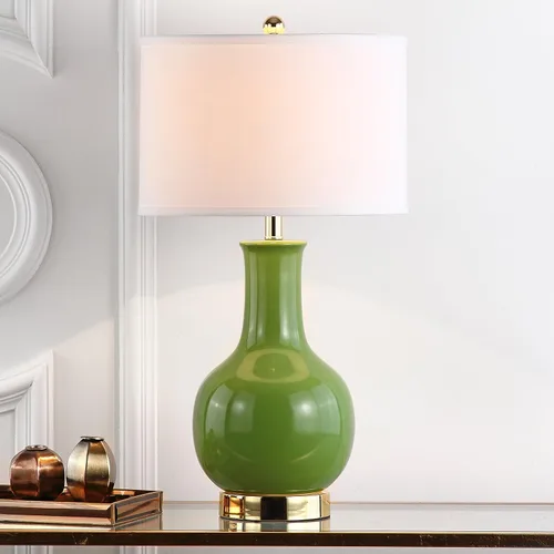 Miniatura 2 de SAFAVIEH Lighting Collection Paris - Lámpara de mesa moderna de cerámica verde de 28 pulgadas para dormitorio, sala de estar, oficina en casa