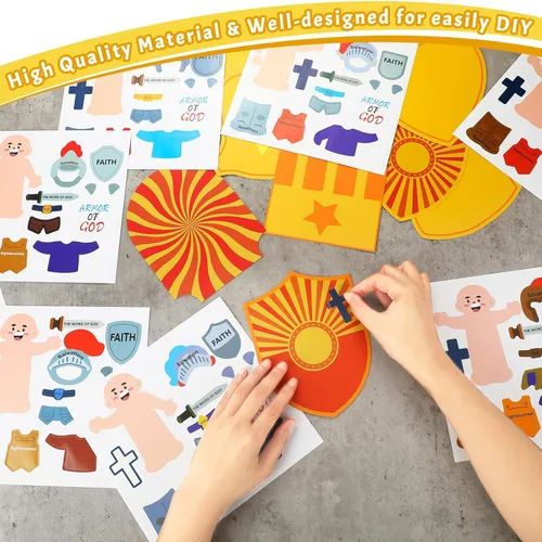 Miniatura 4 de Tenceur Kit de 36 piezas de armadura de Dios, calcomanías de Armadura de Dios, manualidades bíblicas para bricolaje, diversión religiosa de domingo