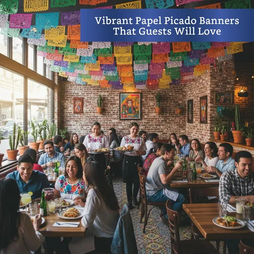 Miniatura 9 de Pancartas de fiesta mexicana (paquete de 5, 10 diseños de banderas de papel de seda por bandera/no de plástico), pancarta de papel picado
