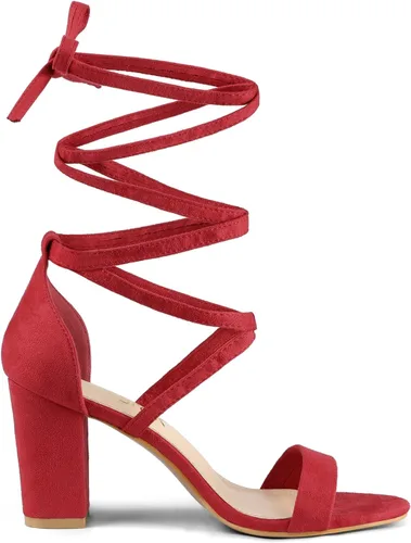 Miniatura 6 de Allegra K Sandalias de tacón alto grueso con cordones para mujer