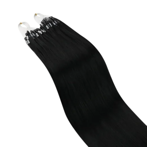 Miniatura 8 de Ugeat - Extensiones de cabello humano con microanillo, 14 pulgadas, extensiones de cabello Remy con microcuentas de 1 gm/hebra, 50 gms, extensiones