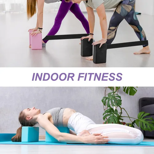 Miniatura 7 de PATIKIL Bloques de yoga y bandas de resistencia, paquete de 2 bloques de yoga de espuma EVA de alta densidad a granel de 9 x 6 x 3 pulgadas