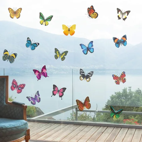 Miniatura 7 de Outus 40 calcomanías de mariposa para ventana de vidrio, mariposas, adhesivos anticolisión, decoración de primavera para evitar que personas