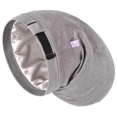 Miniatura 9 de OLESILK Gorro de seda para cabello rizado, gorro de seda para dormir, unisex, mediano, negro