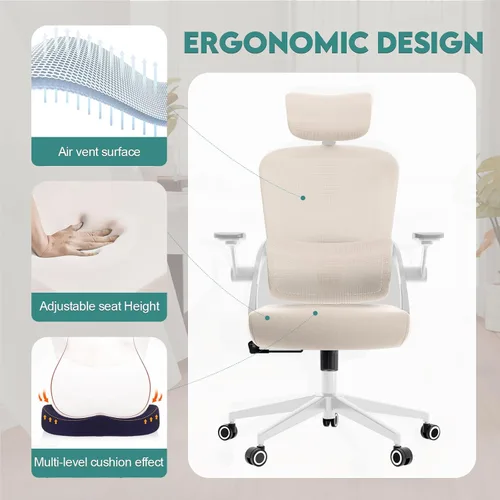 Miniatura 5 de Ergonomic Office Desk Chair, 90°-125° Tilt Back Home Desk Chair with 360° Swivel & Mute Wheels, High Back Mesh Computer Chair for Adults with Lumbar