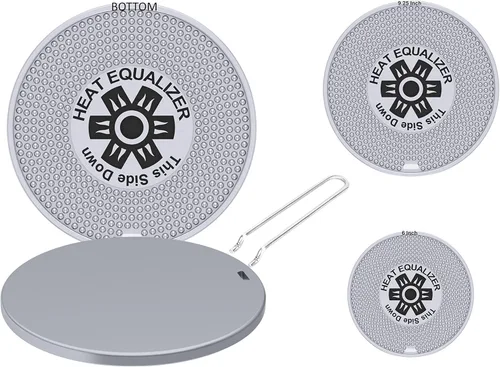 Juego de 3 difusores de calor para estufas de gas de 6 a 8 a 9.25 pulgadas de grado comercial de alto pulido – Placa caliente de aluminio y aleación