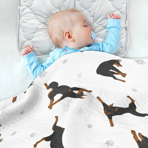 Miniatura 4 de Manta de envoltura para ejercicios de Doberman de algodón para bebés, manta de recepción, manta suave y ligera para envolver para cuna, cochecito