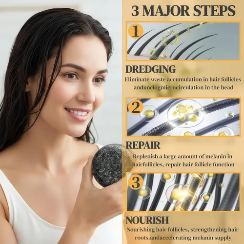 Miniatura 5 de 2 barras inversas de cabello gris, jabones de champú natural para oscurecer el cabello, jabón negro para cobertura de cabello gris, limpieza