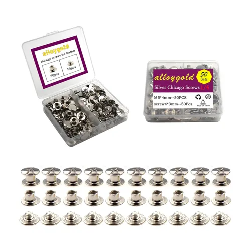 Miniatura 20 de 50 Juegos M5*6 Negro Pistola Kit de Tornillos Chicago Remaches de Cuero Tornillos Remaches Chicago Botones de Tornillos DIY Acabado de Cuero