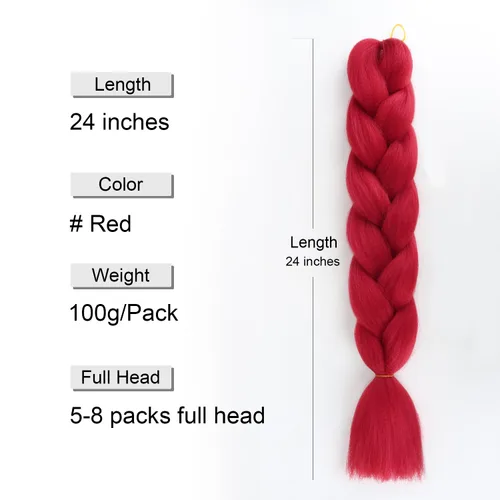 Miniatura 11 de SuCoo Extensiones de cabello trenzado Jumbo de fibra de alta temperatura, trenzas de ganchillo de 24 pulgadas, 3 unids/lote (negro)
