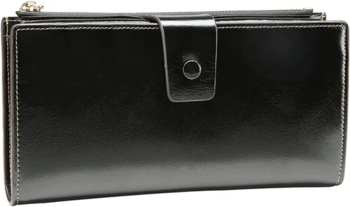 Miniatura 30 de Itslife - Cartera de piel sintética encerada para mujer con bloqueo de identificación de radio frecuencia (RFID), de gran capacidad, encerada